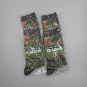 "I'd Rather Be Chasing" Hunting / Deer Bundle of Four Novelty Crew Socks OS